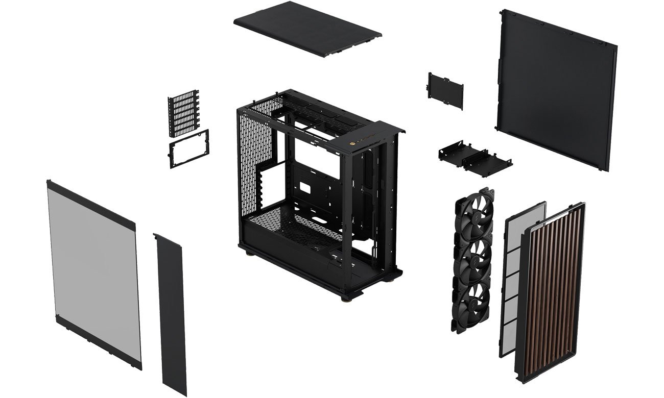 Fractal Design North XL Charcoal Black TG Dark chłodzenie obudowy