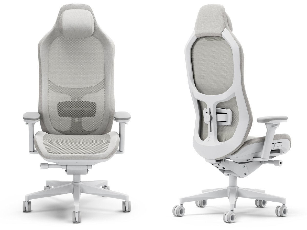 Fotel gamingowy Fractal Design Refine Mesh Light - Widok od przodu i od tyłu pod kątem