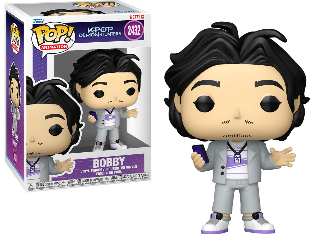 Funko POP Animation: KPOP Demon Hunters – Bobby - Widok od przodu wraz z opakowaniem