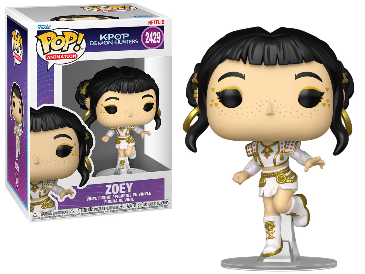 Funko POP Animation: KPOP Demon Hunters – Zoey - Widok od przodu wraz z opakowaniem