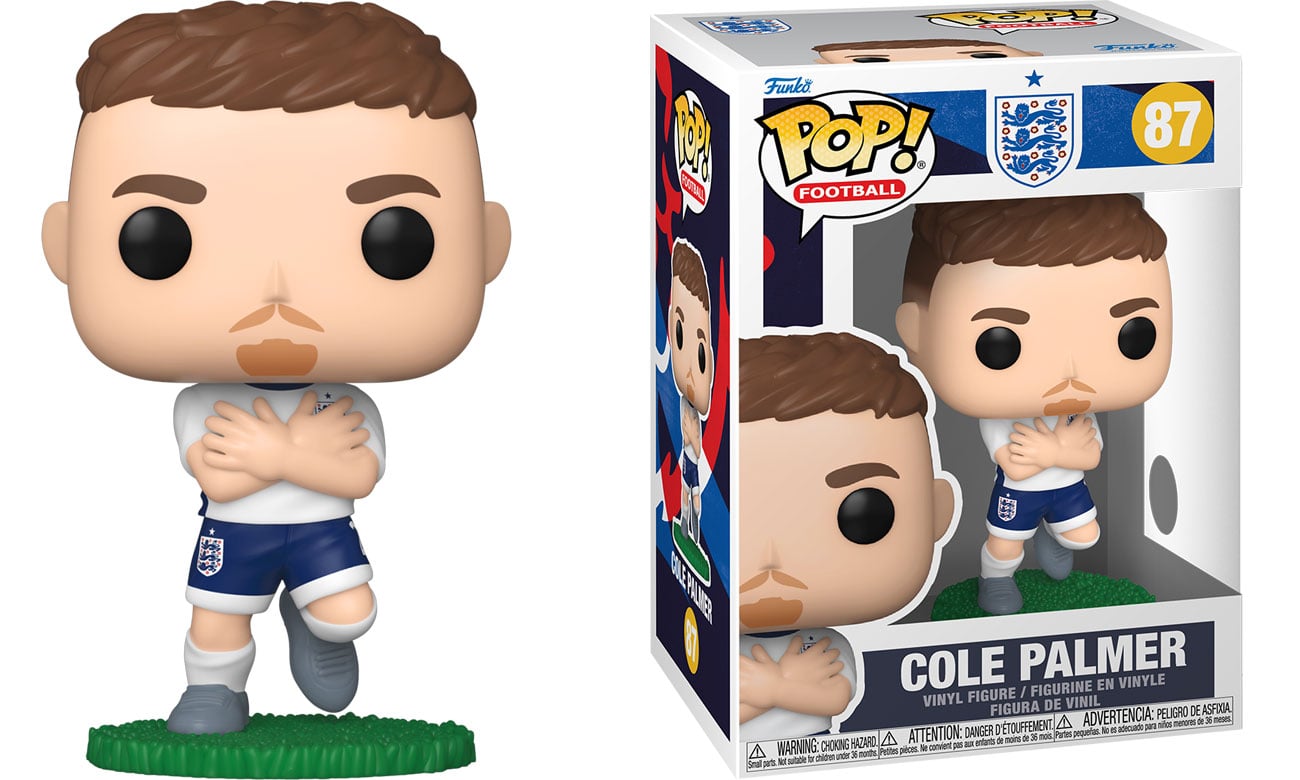 Figurka Funko POP Football: England – Cole Palmer - Widok od przodu wraz z opakowaniem