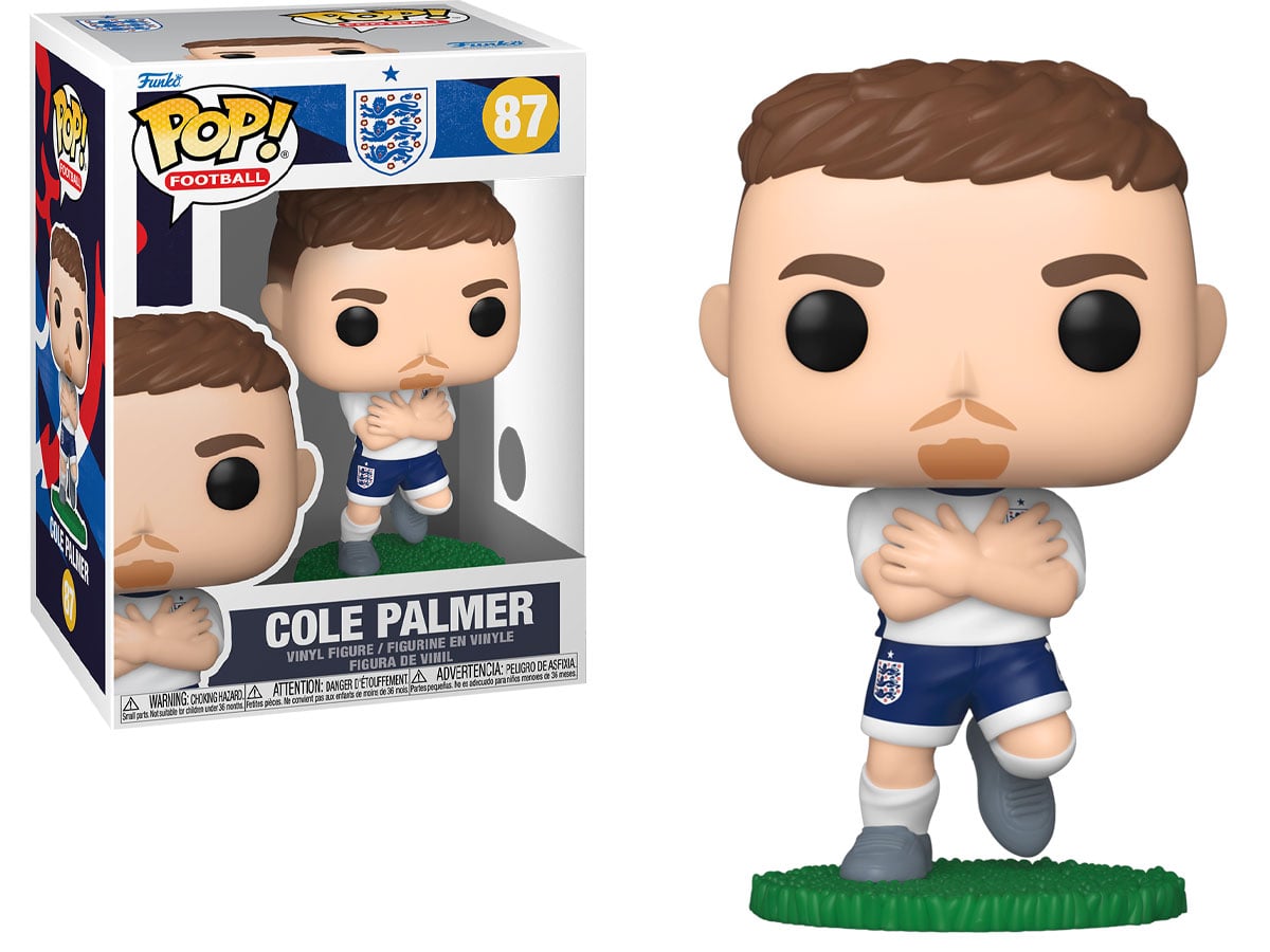Figurka Funko POP Football: England – Cole Palmer - Widok od przodu wraz z opakowaniem