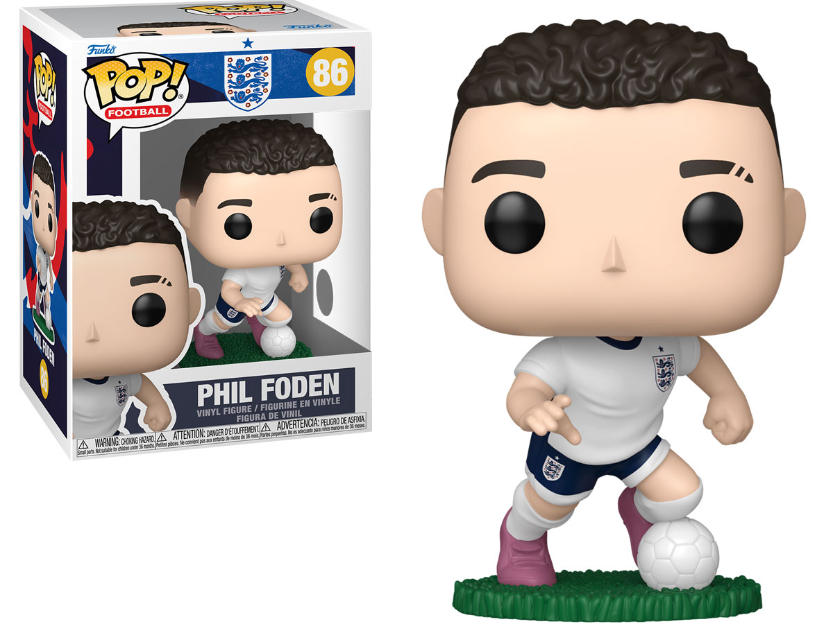Figurka Funko POP Football: England – Phil Foden - Widok od przodu wraz z opakowaniem