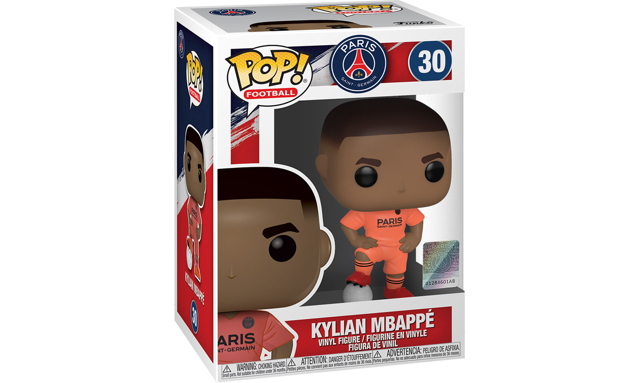 Figurka Funko POP Football: Kylian Mbappé - Widok od przodu w opakowaniu