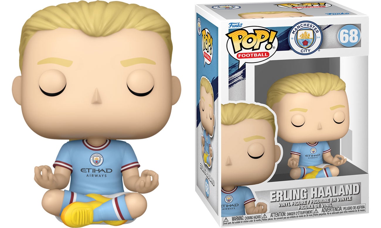Figurka Funko POP Football: Manchester City – Erling Haaland - Widok od przodu wraz z opakowaniem