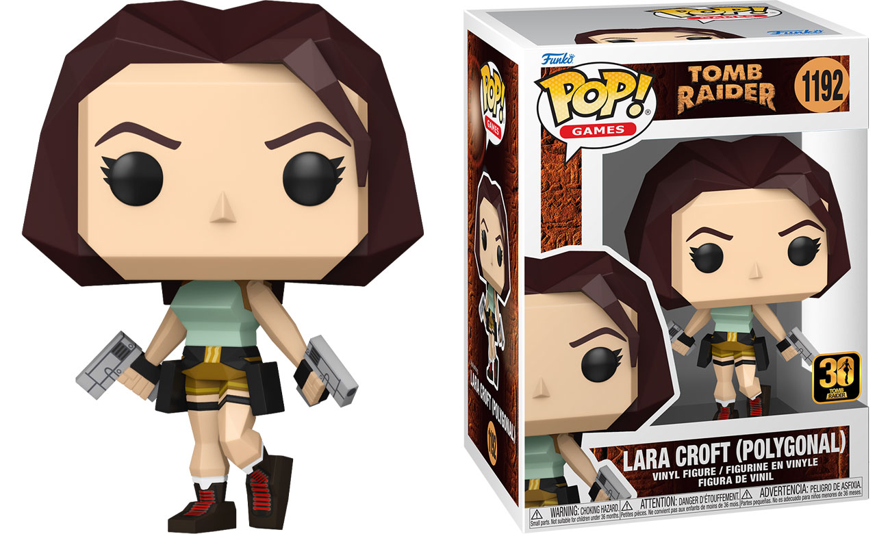Funko POP Games: Tomb Raider – Lara Croft (Polygonal) - Widok od przodu wraz z opakowaniem