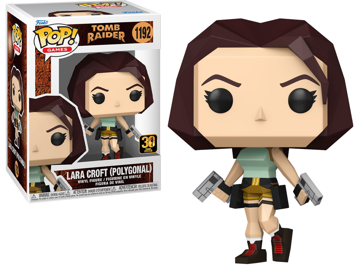 Funko POP Games: Tomb Raider – Lara Croft (Polygonal) - Widok od przodu wraz z opakowaniem