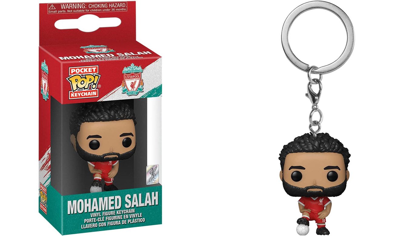 Breloczek Funko POP Keychain: Liverpool FC – Mohamed Salah - Widok od przodu wraz z opakowaniem