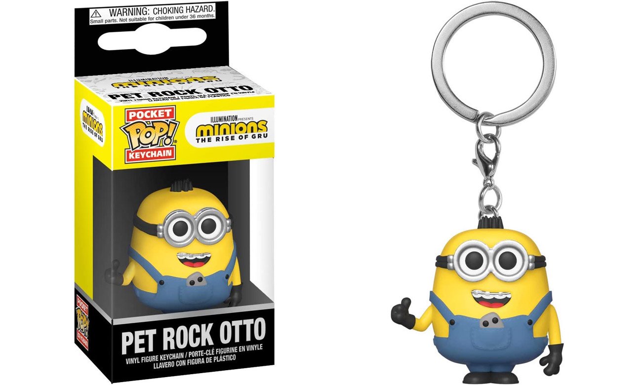 Breloczek Funko POP Keychain: Minions 2 – Pet Rock Otto - Widok od przodu wraz z opakowaniem