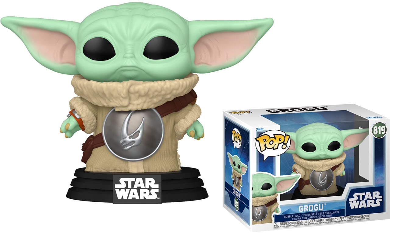 Funko POP Star Wars: The Mandalorian & Grogu – Grogu - Widok od przodu wraz z opakowaniem
