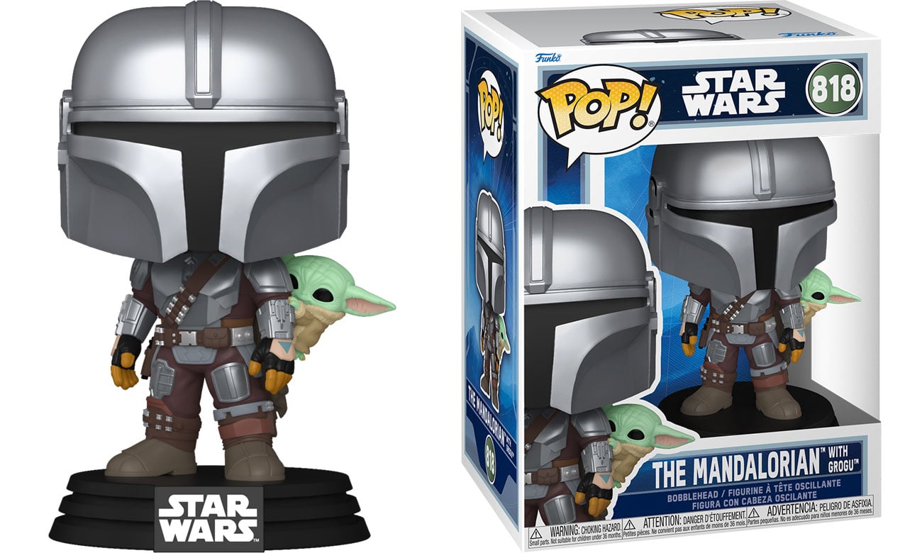 Funko POP Star Wars: The Mandalorian & Grogu – The Mandalorian w/ Grogu - Widok od przodu wraz z opakowaniem