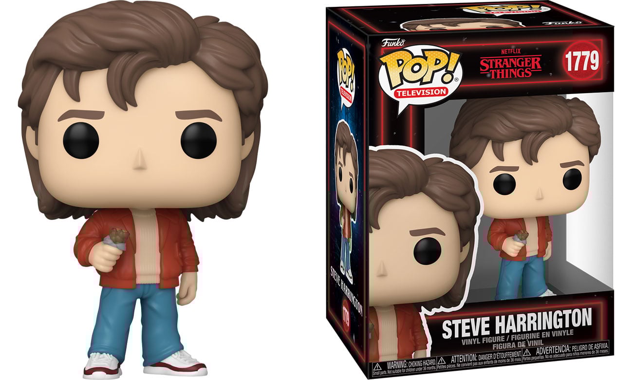 Figurka Funko POP TV: Stranger Things S5 – Steve Harrington - Widok od przodu wraz z opakowaniem