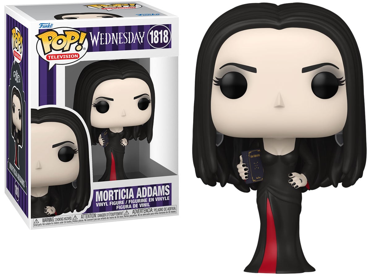 Figurka Funko POP TV: Wednesday S2 – Morticia Addams - Widok od przodu wraz z opakowaniem