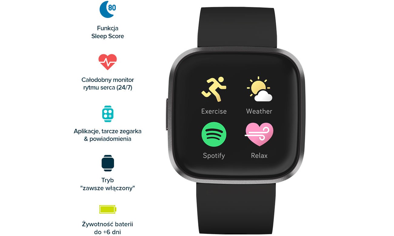 Smartwatch Fitbit Versa 2 Czarny