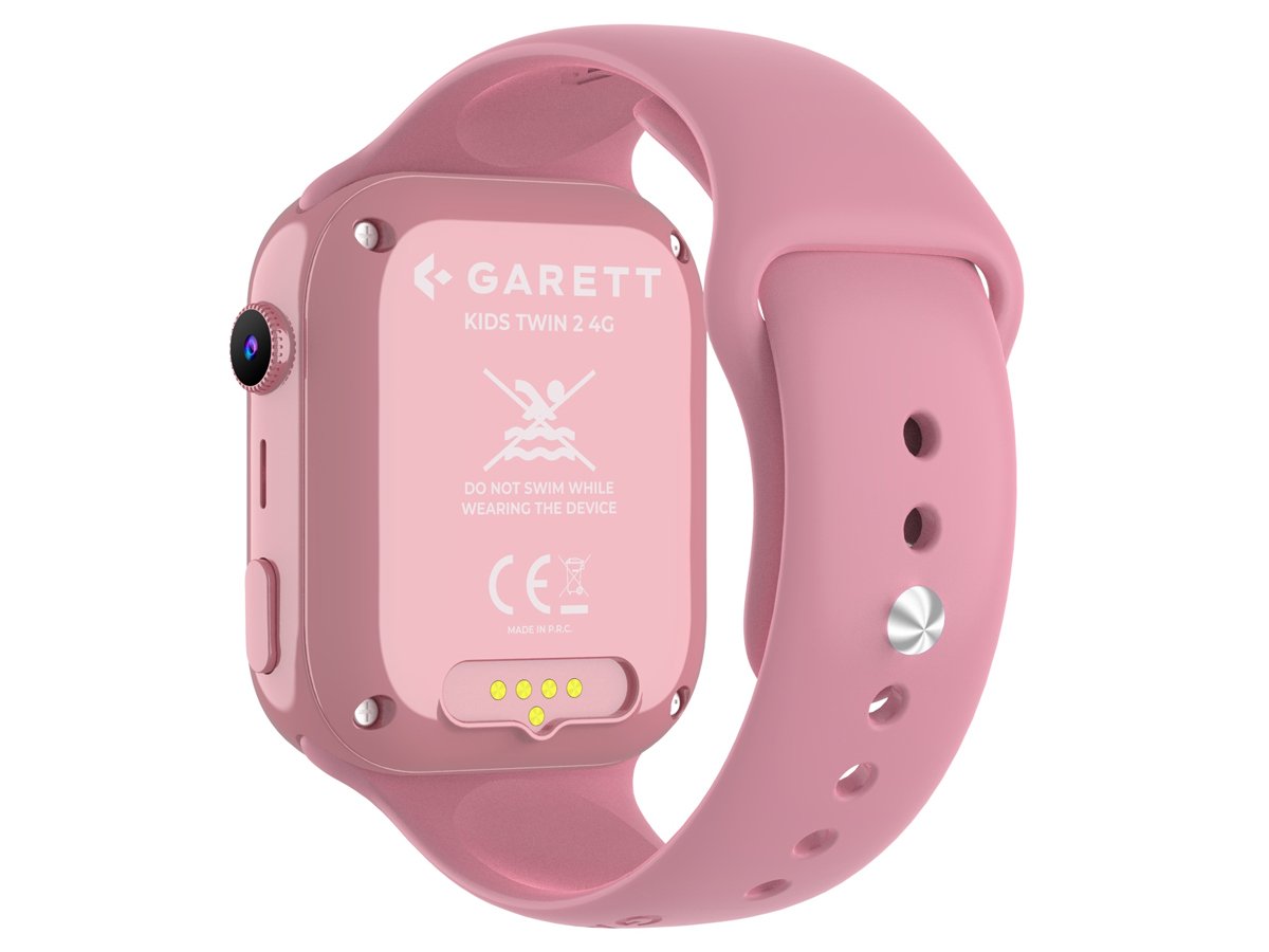 Smartwatch Garett Kids Twin 2 4G Rosa - Rückansicht im Winkel