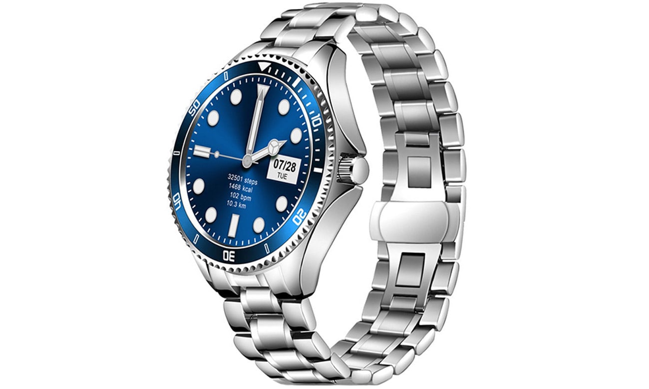 Smartwatch Garett Men 4S Stalowy Srebrno-niebieski