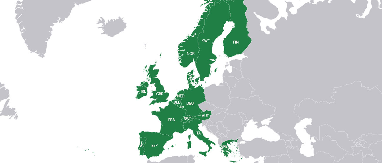 Szczegółowe mapy Europy Zachodniej