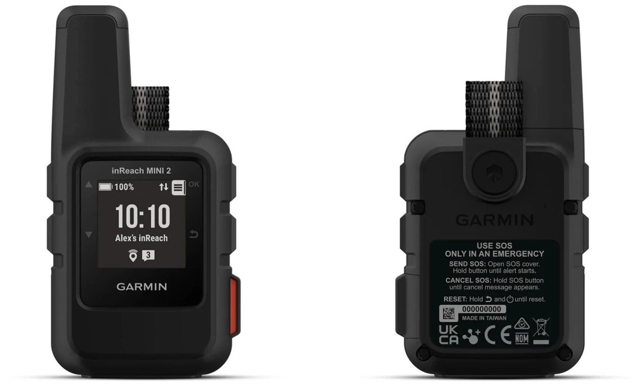 Komunikator satelitarny Garmin inReach Mini 2 - Widok od przodu i od tyłu