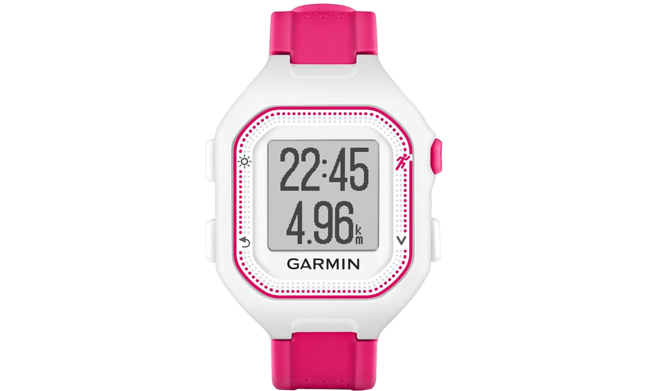 Garmin Forerunner 25 biało-róźowy widok z przodu