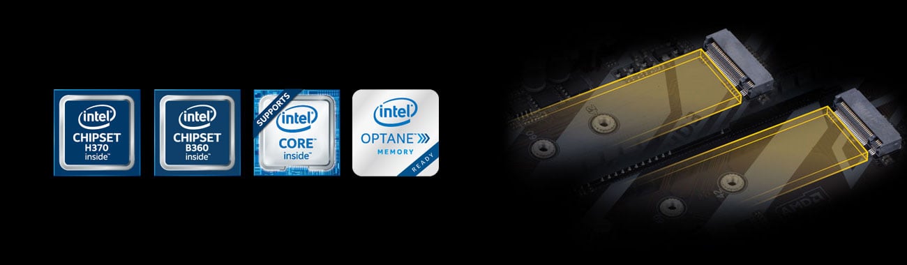 Gigabyte B360 HD3 Dwa złącza PCIe Gen3 M.2 Intel Optane
