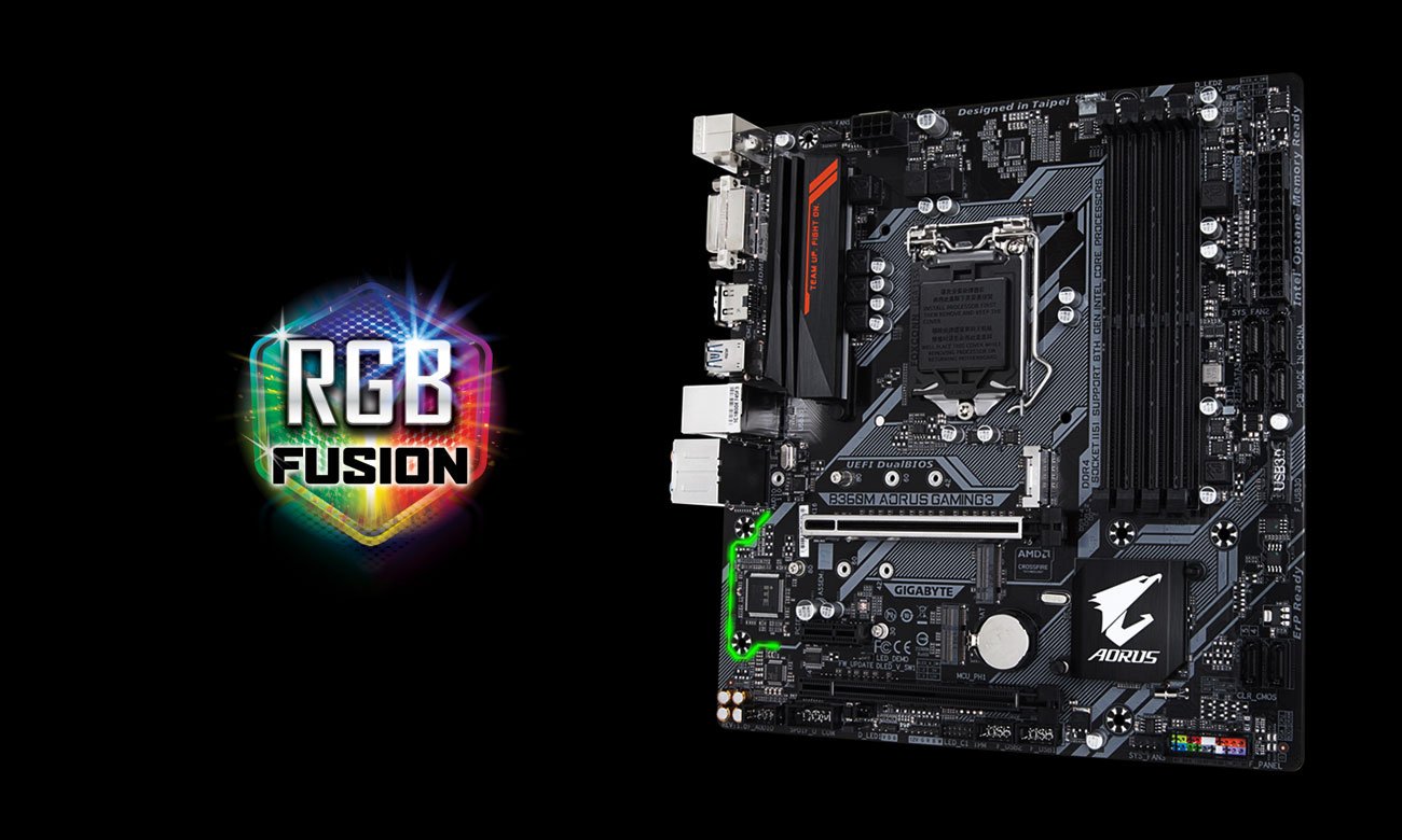 Gigabyte B360M AORUS GAMING 3 Podświetlenie RGB Fusion