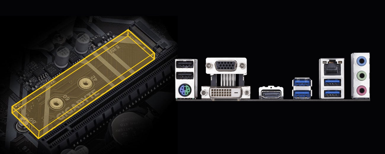 Gigabyte B365M DS3H - Złącza
