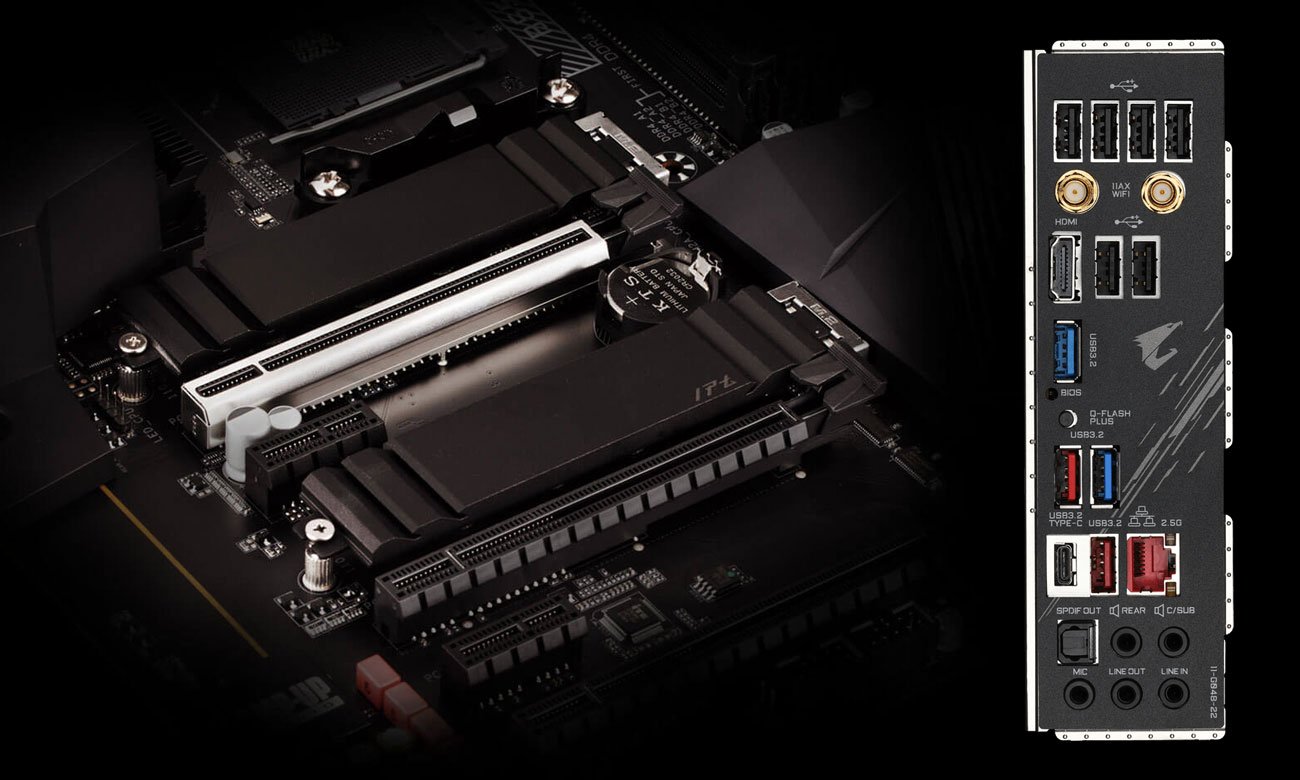Gigabyte B550 AORUS PRO AX - Złącza M.2, USB