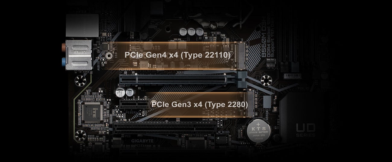Gigabyte B560M D3H - Złącza M.2