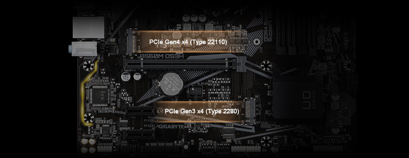 Gigabyte B560M DS3H - Złącza M.2