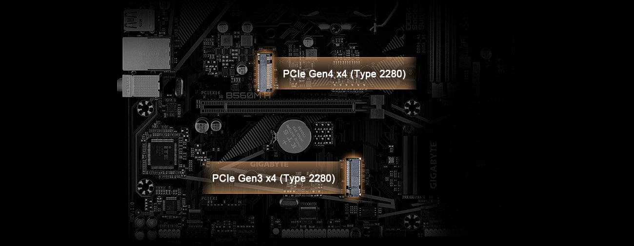 Gigabyte B560M H - Złącza M.2