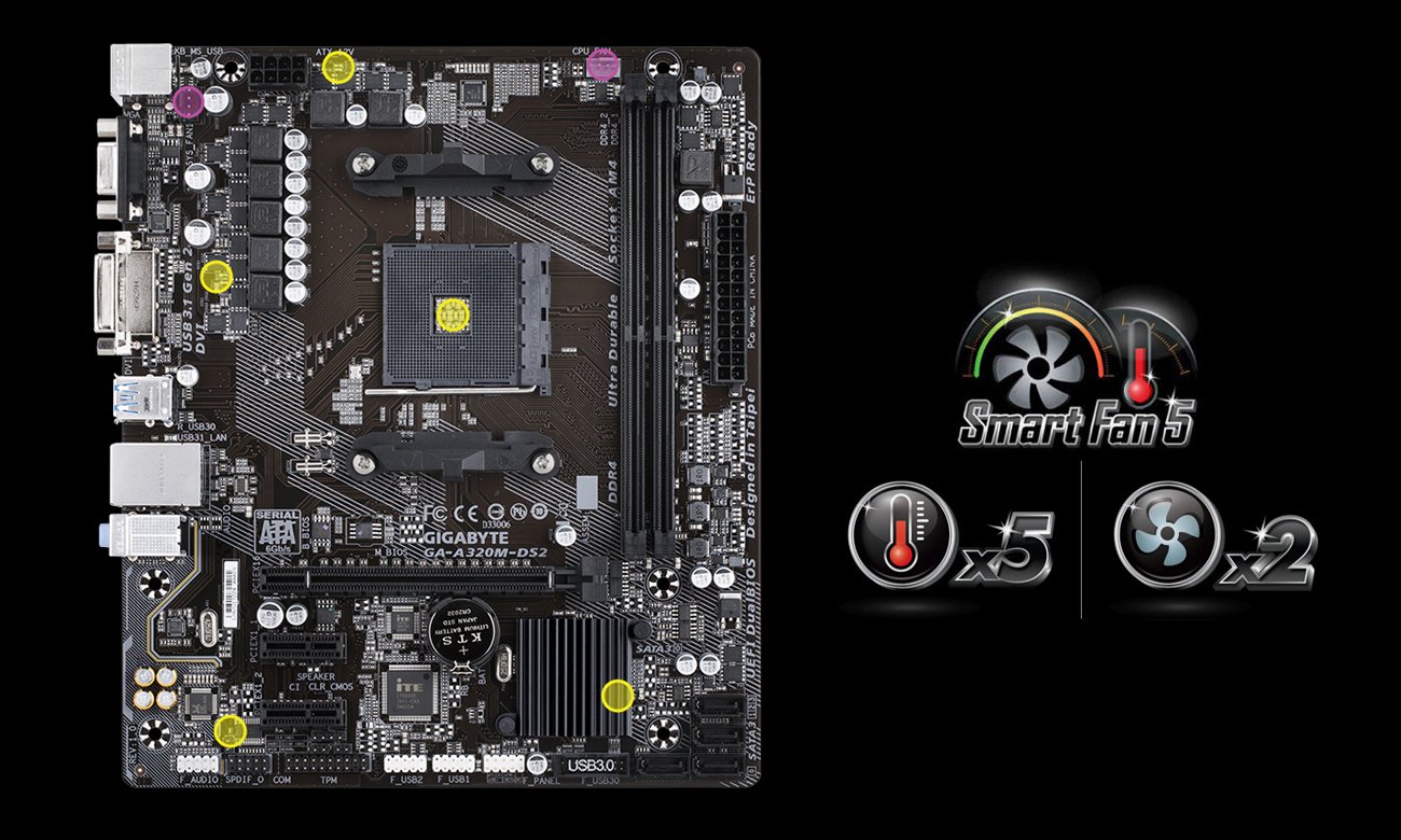 Gigabyte GA-A320M-DS2 Smart Fan 5