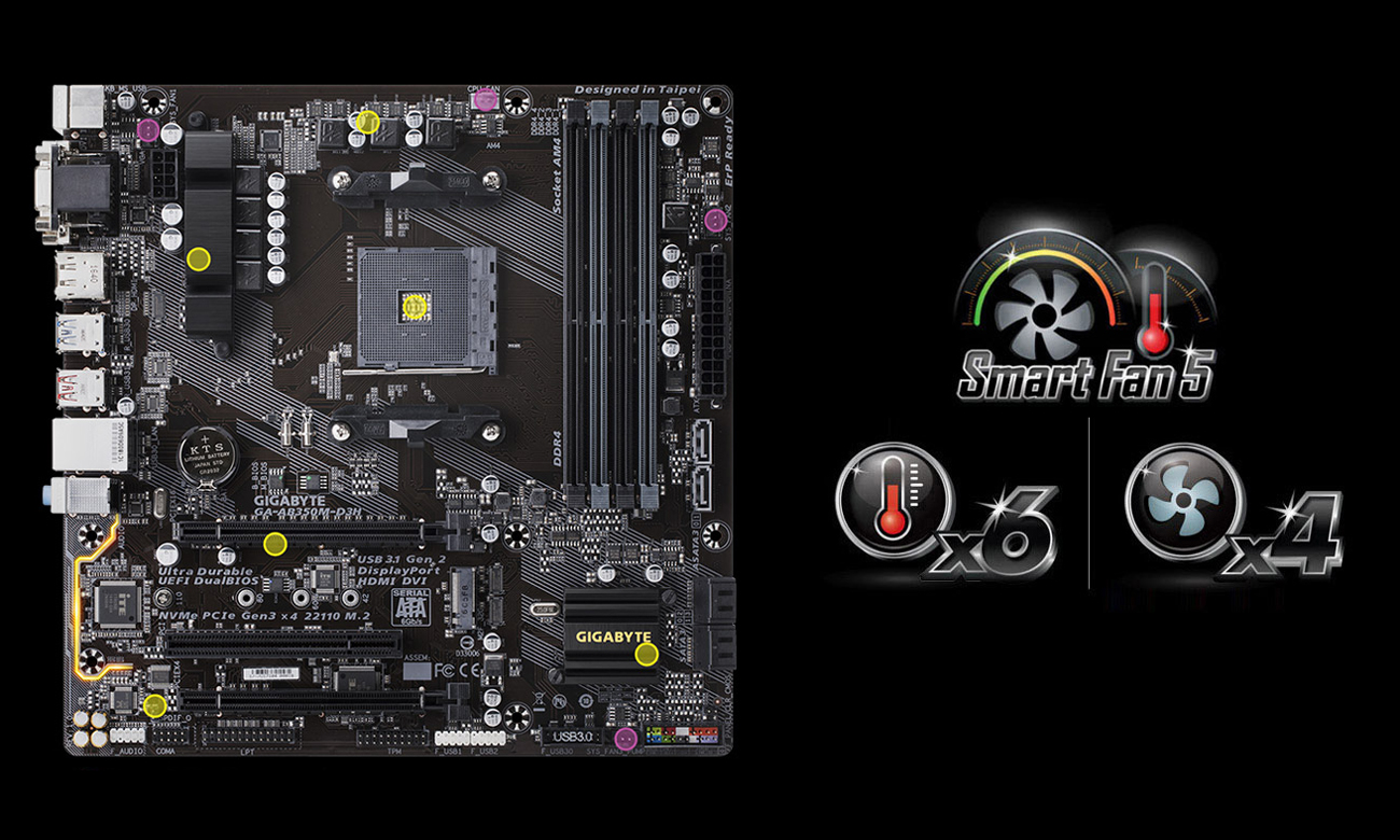 Gigabyte GA-AB350M-D3H Smart Fan 5