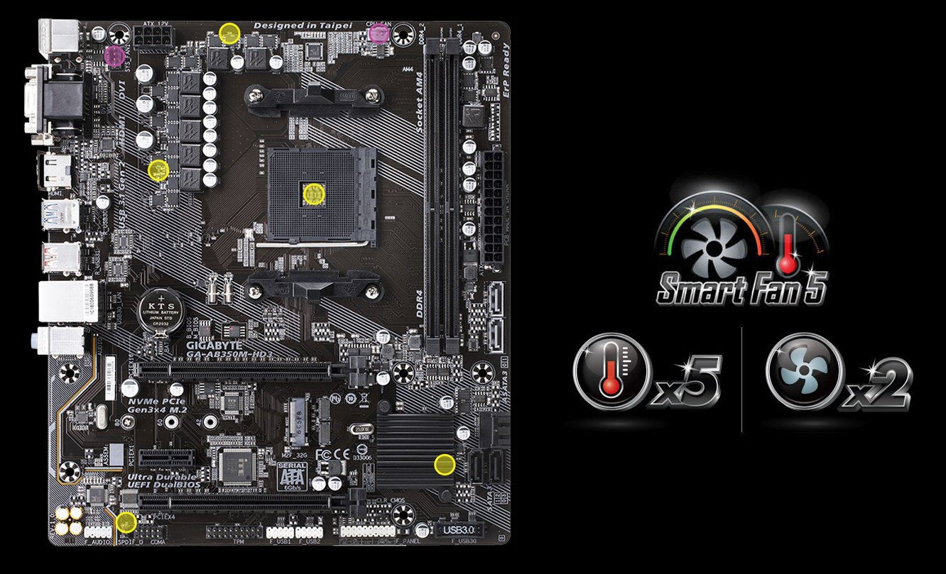 Gigabyte GA-AB350M-HD3 Smart Fan 5 Smart Fan 5