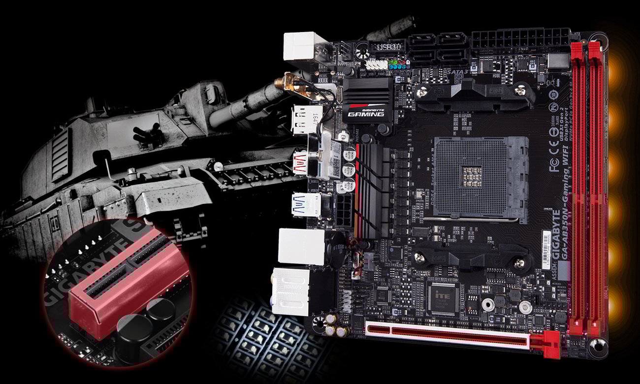 Gigabyte GA-AB350N-GAMING-WIFI Wzmocnione złącze PCIe