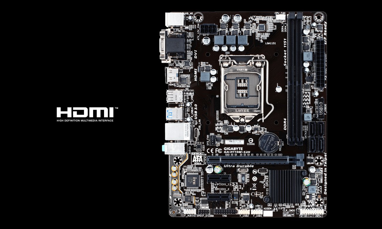 Płyta główna Socket 1151 Gigabyte GA-H110M-S2H H110 PCI-E DDR4