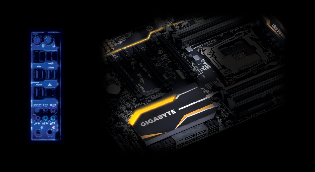 Gigabyte GA-X99-UD4 podświetlenie LED