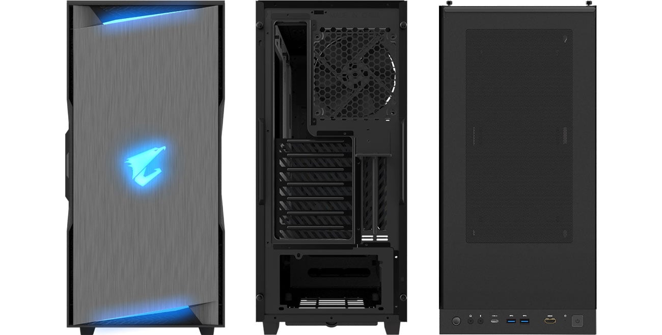 Gigabyte AORUS C300 GLASS - Przód, tył, góra