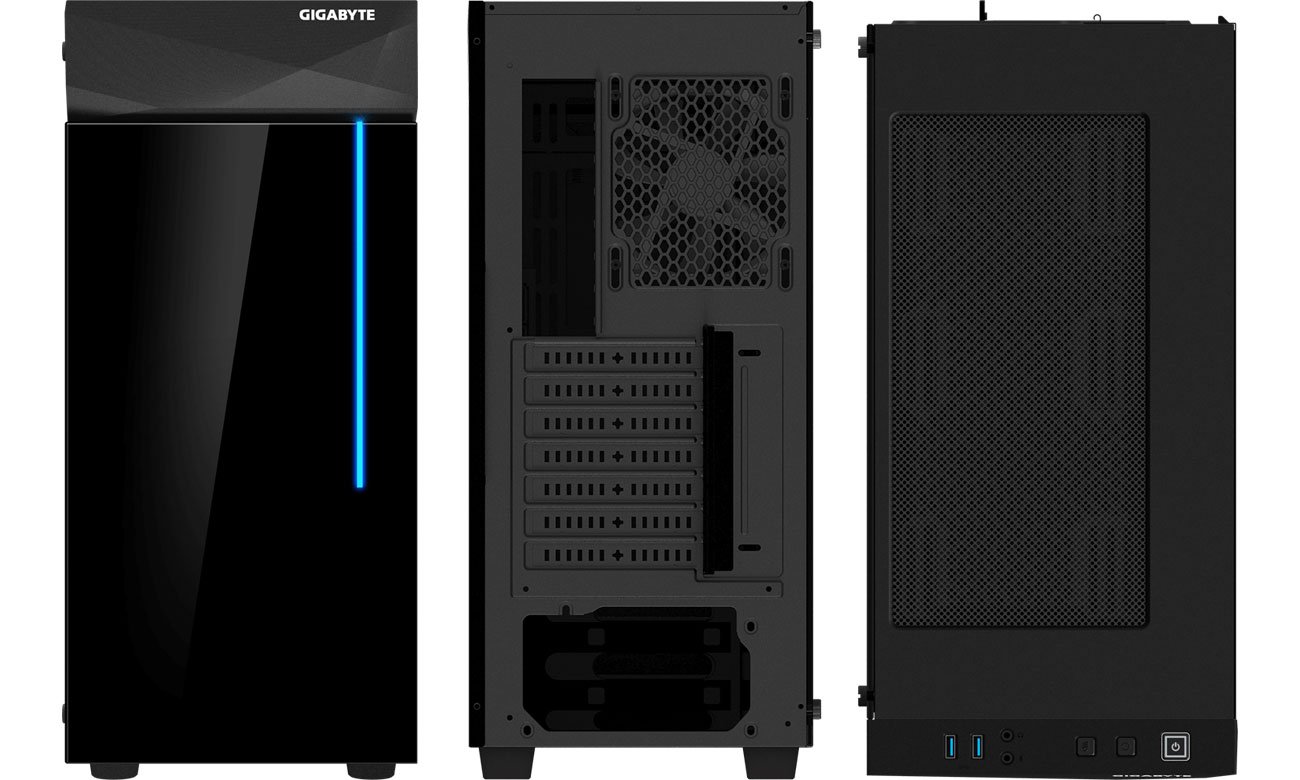 Gigabyte C200 Glass - Przód, tył, góra