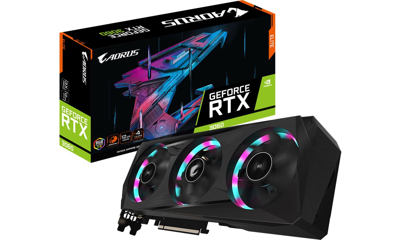 Karta graficzna NVIDIA Gigabyte GeForce RTX 3060 AORUS ELITE 12GB GDDR6 GV-N3060AORUS E-12GD