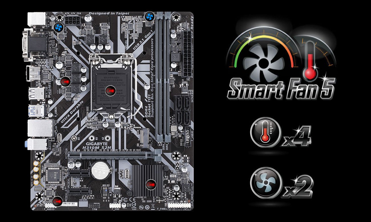 Gigabyte H310M S2H Chlodzenie Smart Fan 5
