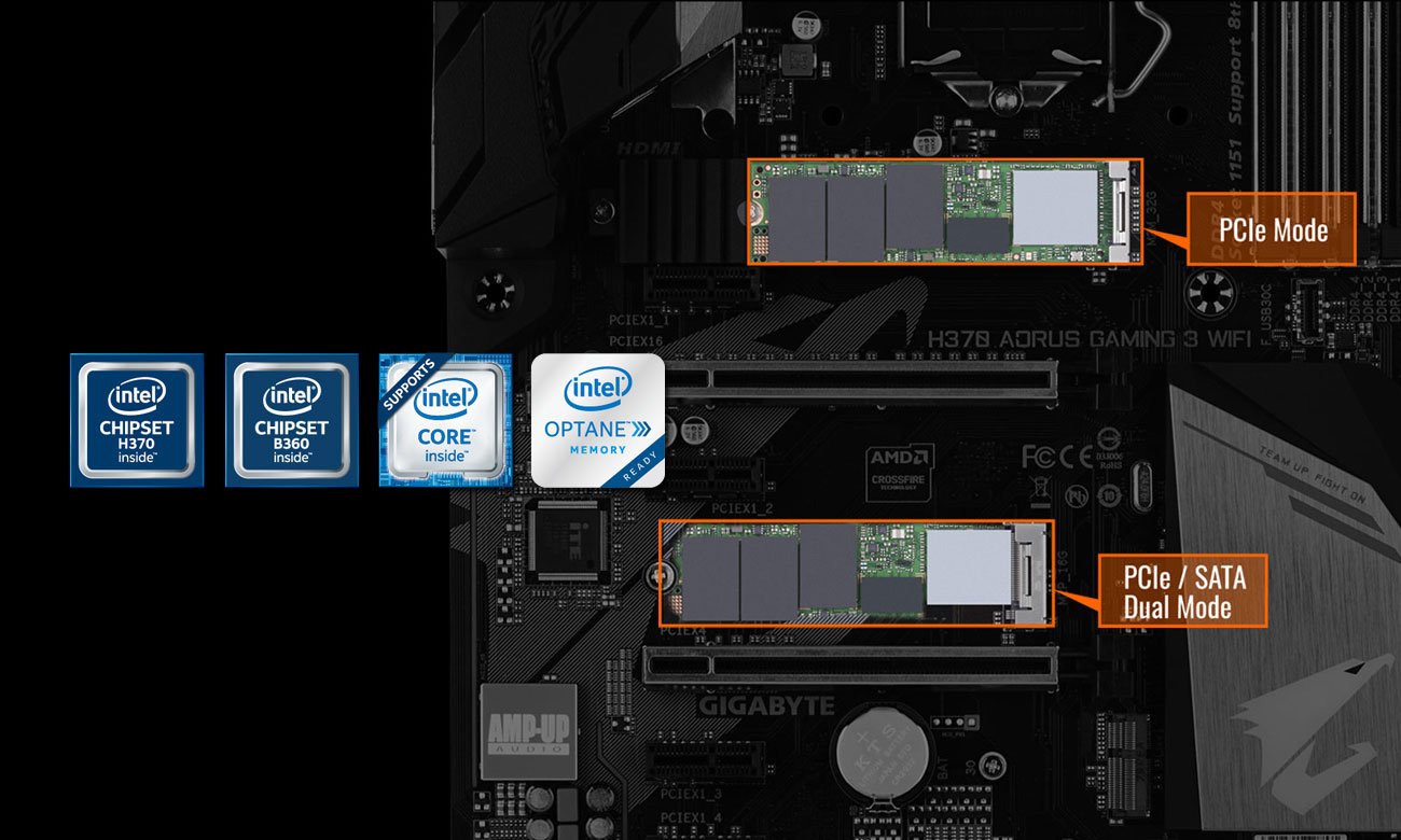 Gigabyte H370 AORUS GAMING 3 WIFI SSD NVMe RAID, Intel Optane