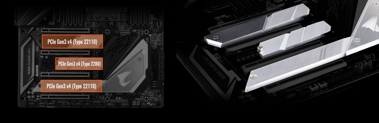 Gigabyte X399 AORUS XTREME Złącza NVMe PCIe 3.0 x4 M.2