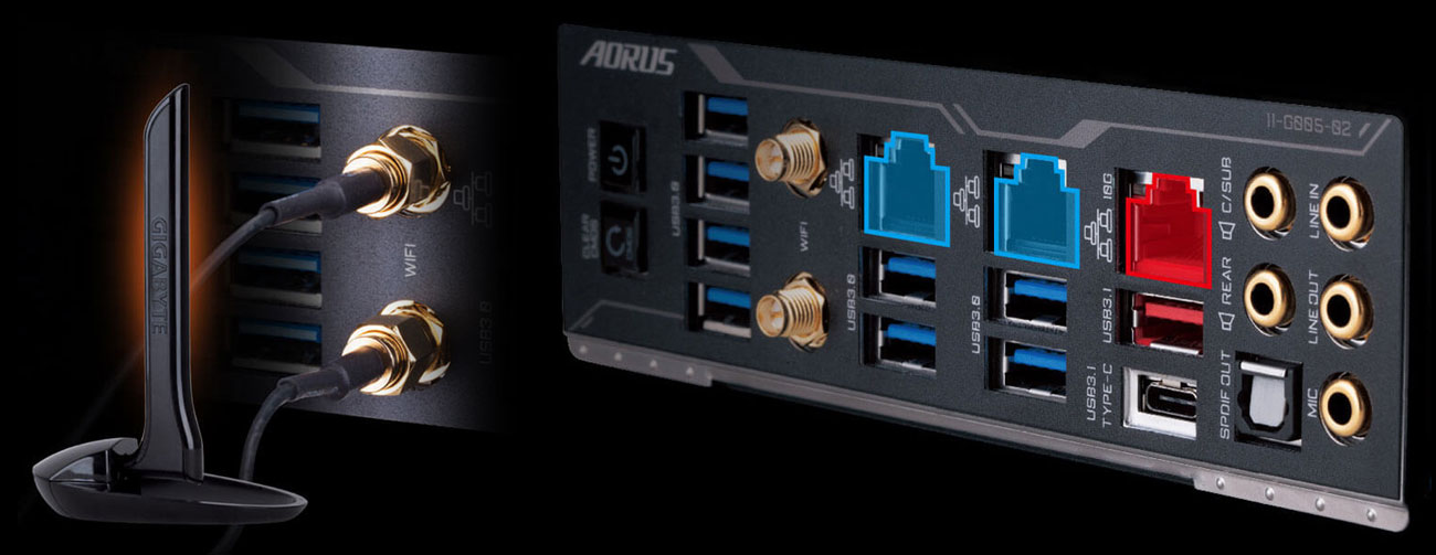Gigabyte X399 AORUS XTREME Łączność Wi-Fi LAN 10 Gb/s