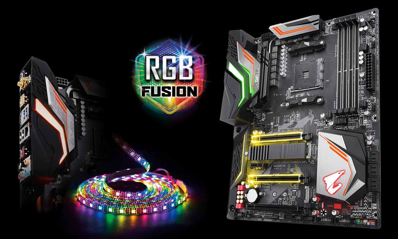 Gigabyte X470 AORUS GAMING 5 WIFI Podświetlenie RGB Fusion