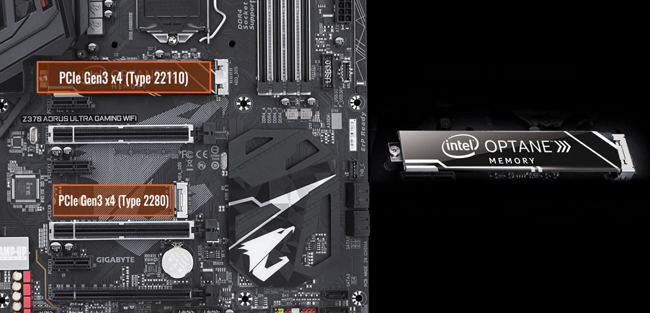 Gigabyte Z370 AORUS Ultra Gaming Wi-Fi-OP M.2 PCIe Gen3 x4 Intel Optane