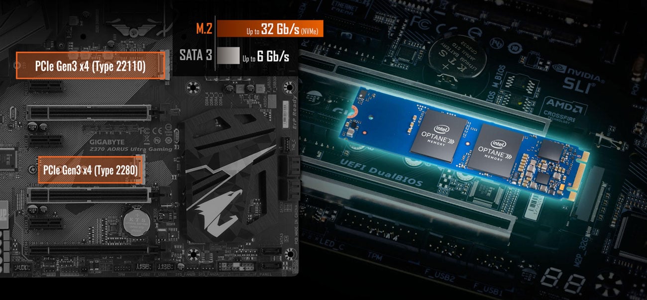 Gigabyte Z370 AORUS Ultra Gaming M.2 PCIe Gen3 x4 Intel Optane