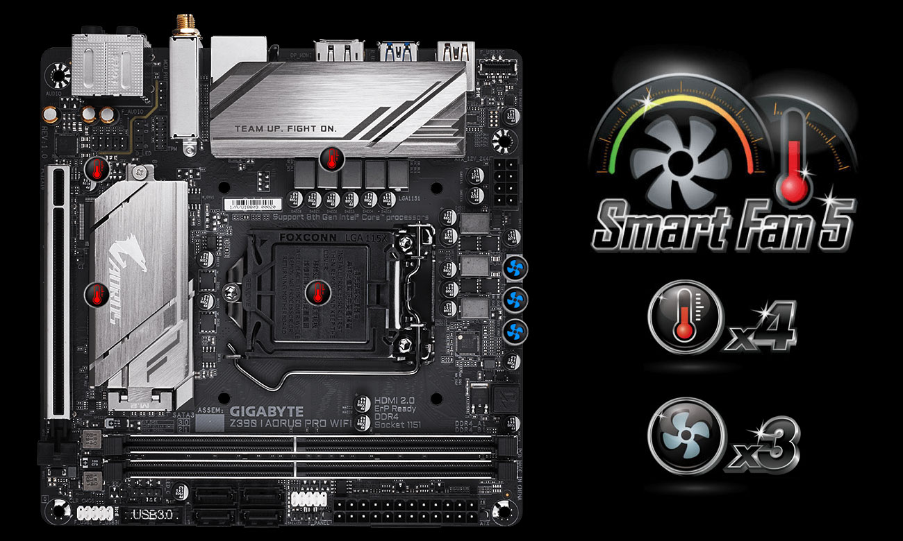 Gigabyte Z390 I AORUS PRO WIFI Chłodzenie Smart Fan 5