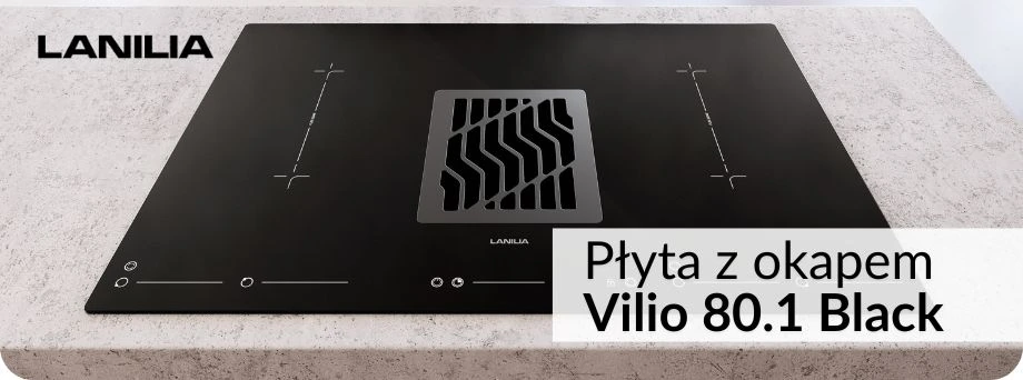 Czarna płyta indukcyjna LANILIA Vilio 80.1 Black na jasnym, marmurowym blacie