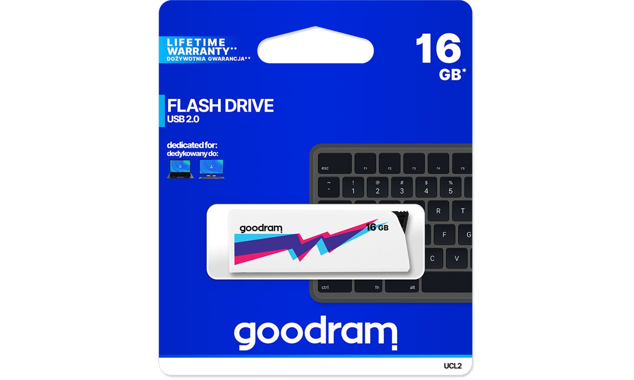Pendrive (pamięć USB) GOODRAM 16GB UCL2 odczyt 20MB/s USB 2.0 biały UCL2-0160W0R11