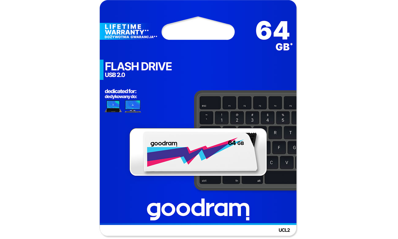 Pendrive (pamięć USB) GOODRAM 64GB UCL2 odczyt 20MB/s USB 2.0 biały UCL2-0640W0R11